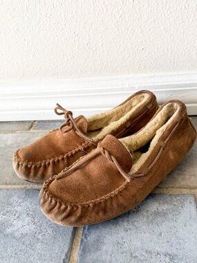 UGG Ansley Chestnut Suede Slippers Shearling Lined Women’s 8